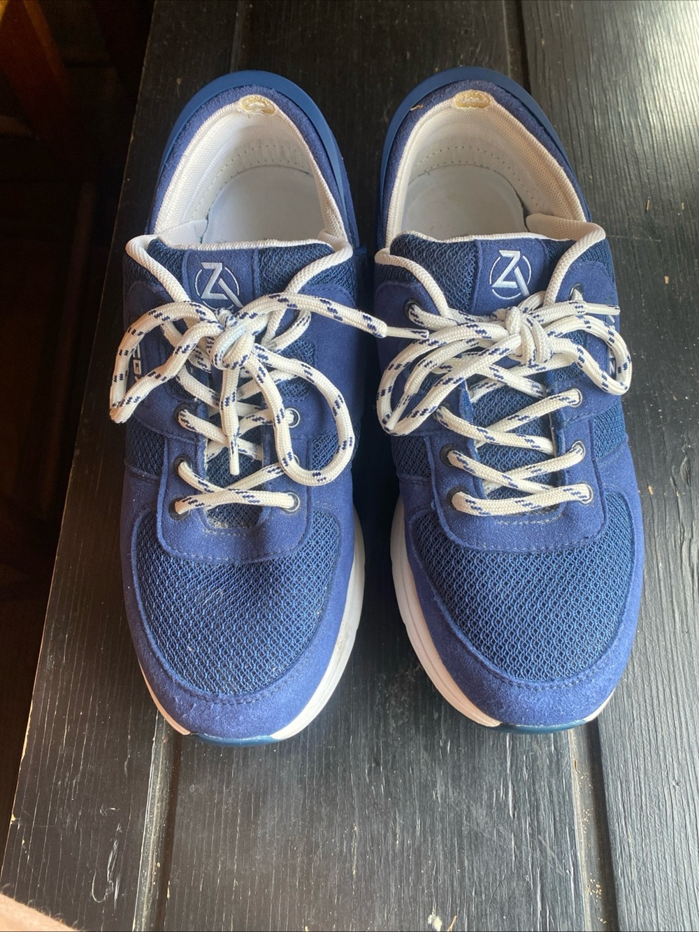 Zella Navy and White Mesh Lace-Up Sneakers